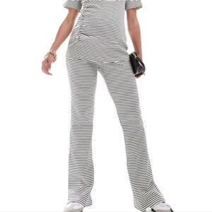 ASOS Mamalicious maternity‎ ribbed over the bump flared pants in stripe Medium